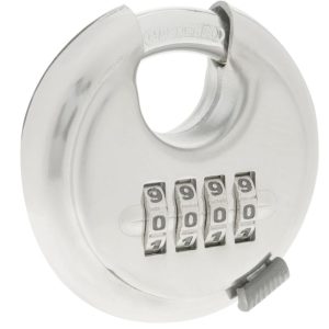 Candado de seguridad redondo de acero inoxidable combinación 4 dígitos 70mm - Primematik barato