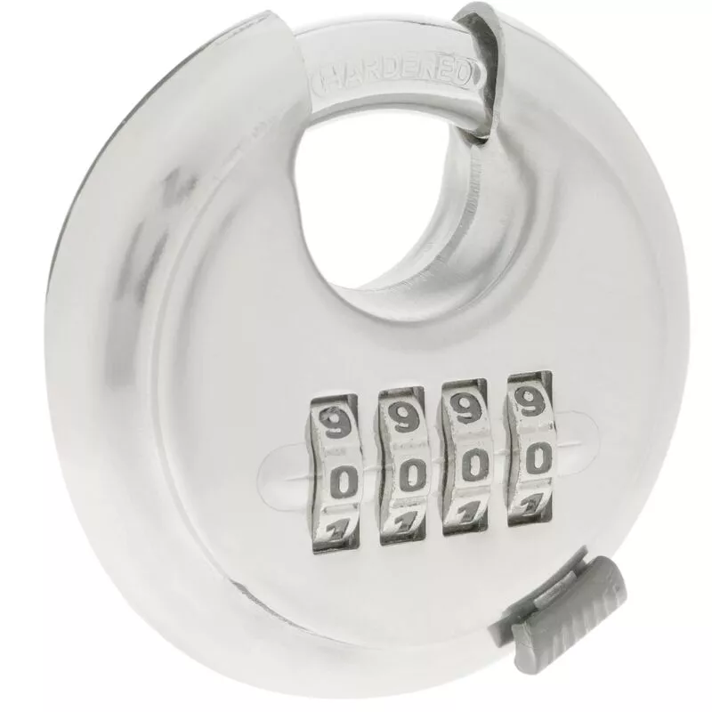 Candado de seguridad redondo de acero inoxidable combinación 4 dígitos 70mm - Primematik barato