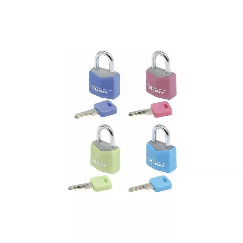 Candados pequeños master lock [llaves] [llaves iguales] [colores surtidos] [paquete familiar de 4] 9120EURQCOLNOP - ideal para mochilas