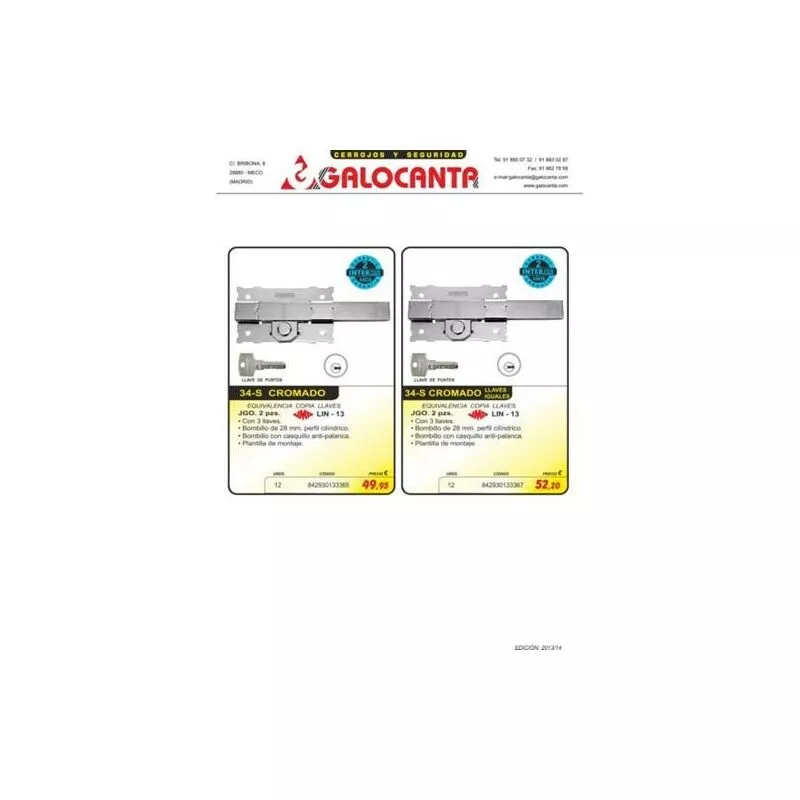 Cerojo cromado 34-S barato