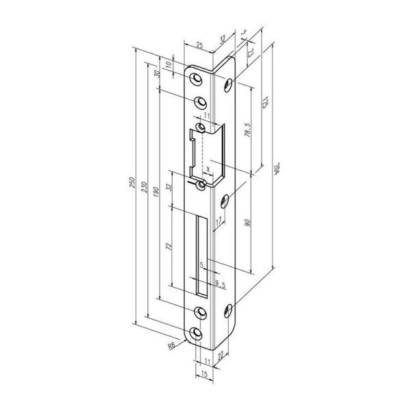 Cerradero acodado de seguridad 069 S.3mm sta blanco din l Assa Abloy barato