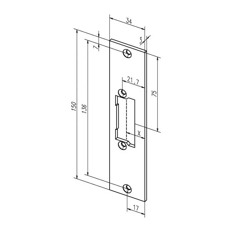 Cerradero plano 21C va mecanizado b. 34xL.150mm din l / r Assa Abloy barato