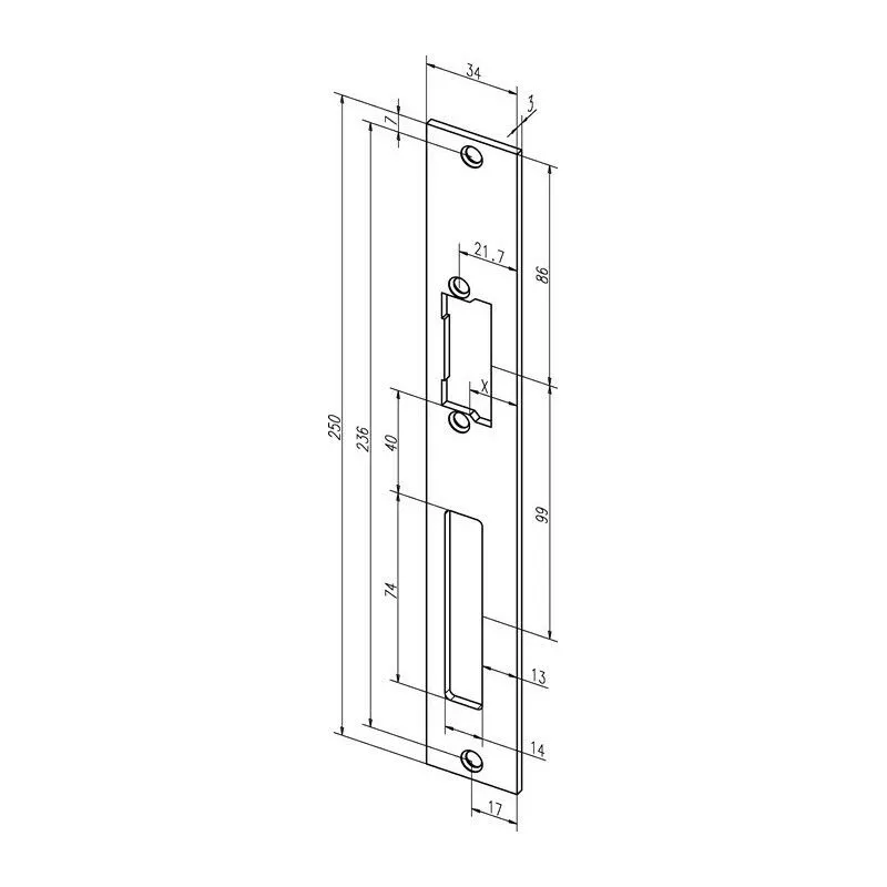 Cerradero plano 94A va mecanizado.B.34xL.250mm din l / r Assa Abloy barato