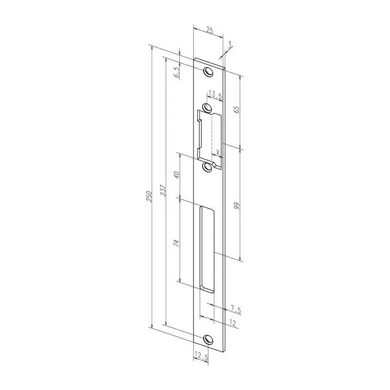 Cerradero plano.691 VA a medida tamaño 25xL.250mm DIN L / R ASSA ABLOY barato