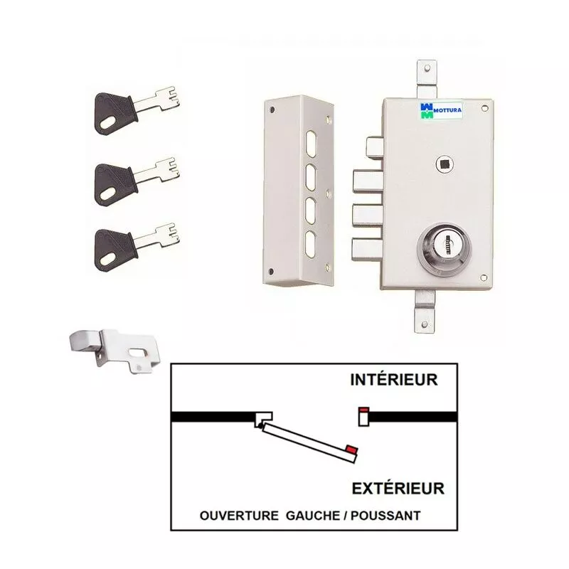 Cerradura de 3 Puntos Mottura 448 A2P1 estrella blanca Con Pestillo Inverso (montado) que se abre hacia afuera Izquierda barato