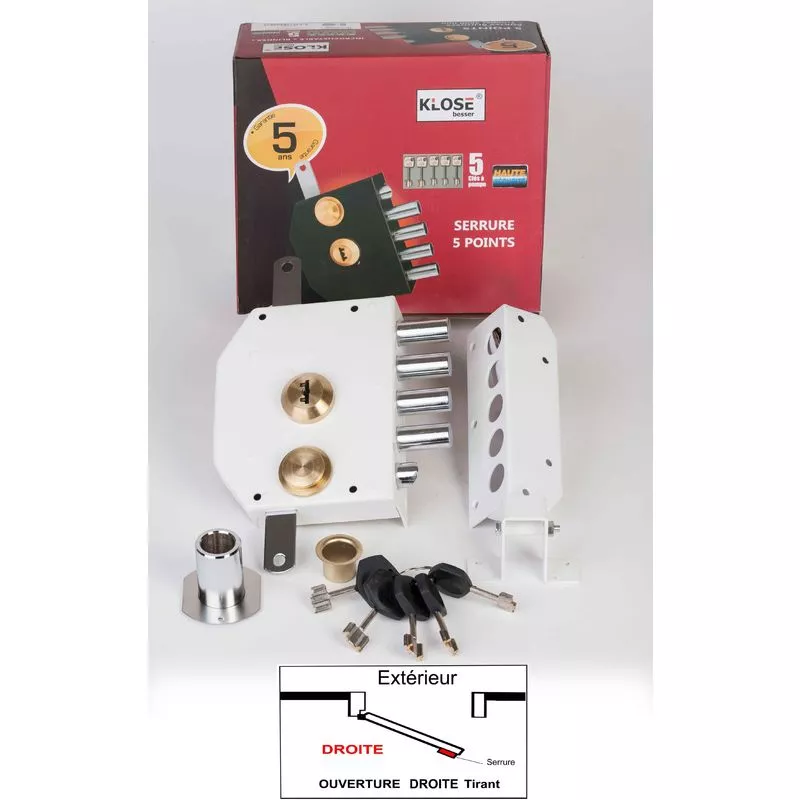 Cerradura de 5 puntos con Tirador «Blindex» 5 llaves de Seguridad