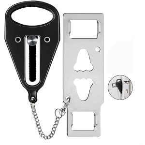 Cerradura de Puerta Portátil Cerradura de Seguridad de Viaje Protege Seguridad Personal - Negro barato