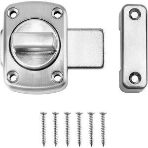 Cerradura de Seguridad de Puerta de Aleación de Zinc Cerradura de Puerta Móvil Antirrobo con Tornillos - Plata barato