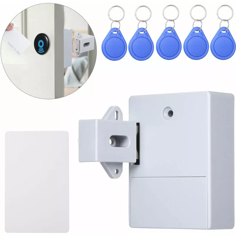 Cerradura de gabinete oculta rfid diy Apertura libre Sensor inteligente Armario Zapato Cajón Cerradura electrónica (Gris y 5 piezas de llaves) barato