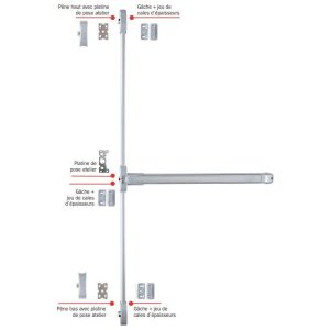Cerradura de incendio lateral Push Idea de 3 puntos iseo barra gris 840 mm - Gris - 942608433TA barato