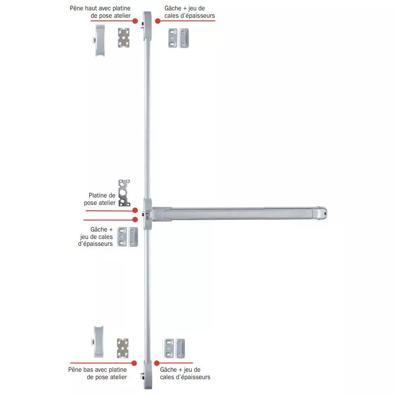 Cerradura de incendio lateral Push Idea de 3 puntos iseo barra gris 840 mm - Gris - 942608433TA barato
