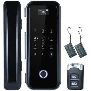 Cerradura de puerta de vidrio con huella digital inteligente 4 formas de desbloquear Navegación de audio inteligente Control remoto Anti-peep barato