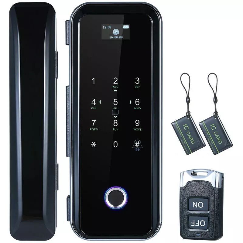 Cerradura de puerta de vidrio con huella digital inteligente 4 formas de desbloquear Navegación de audio inteligente Control remoto Anti-peep barato