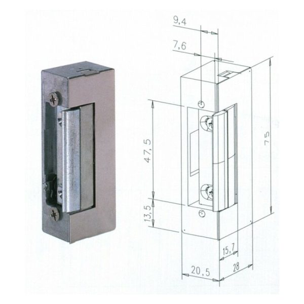 Cerradura eléctrica 10/24V que transmite eff - Liberación manual sin placa frontal - SPE71E barato