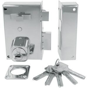 Cerradura sobreponer Acero Cromado brillo Amig modelo 75 barato