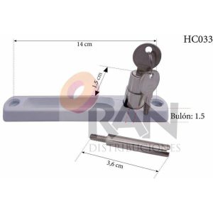 Cierre ventana aluminio corredera embutido gatillo+cerradura 140 plata HC033 barato