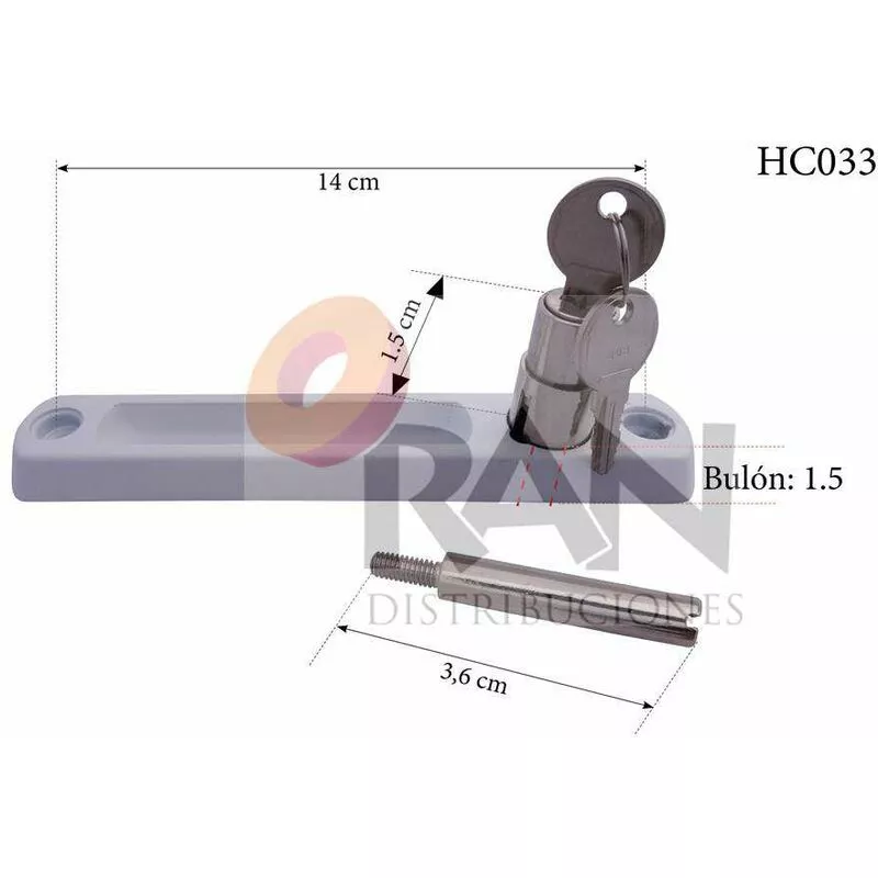 Cierre ventana aluminio corredera embutido gatillo+cerradura 140 plata HC033 barato