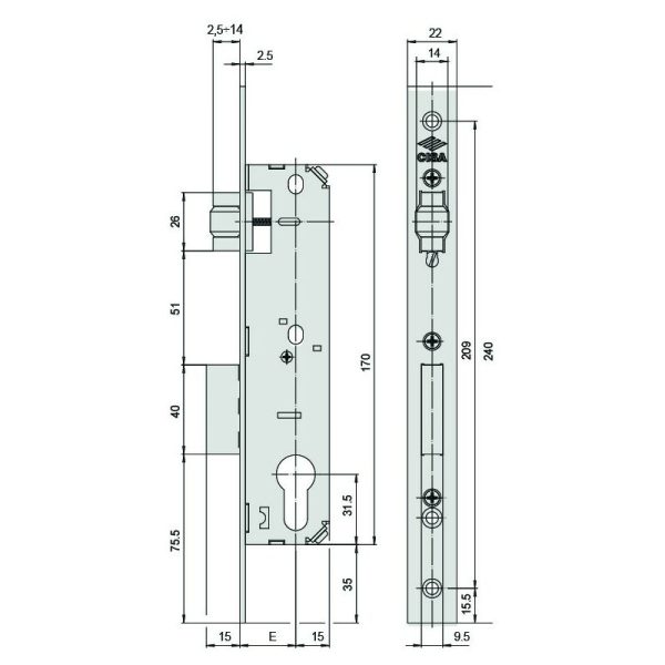 Cisa - cerradura met.emb. 25MM rod/pal cr 44670250NEW fori 446 barato