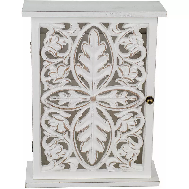 Cuelgallaves Adorno Pared Llavero Mosaico Flor Cuelgallaves Blanco 27x8x20cm 26939 - Blanco - Signes Grimalt barato