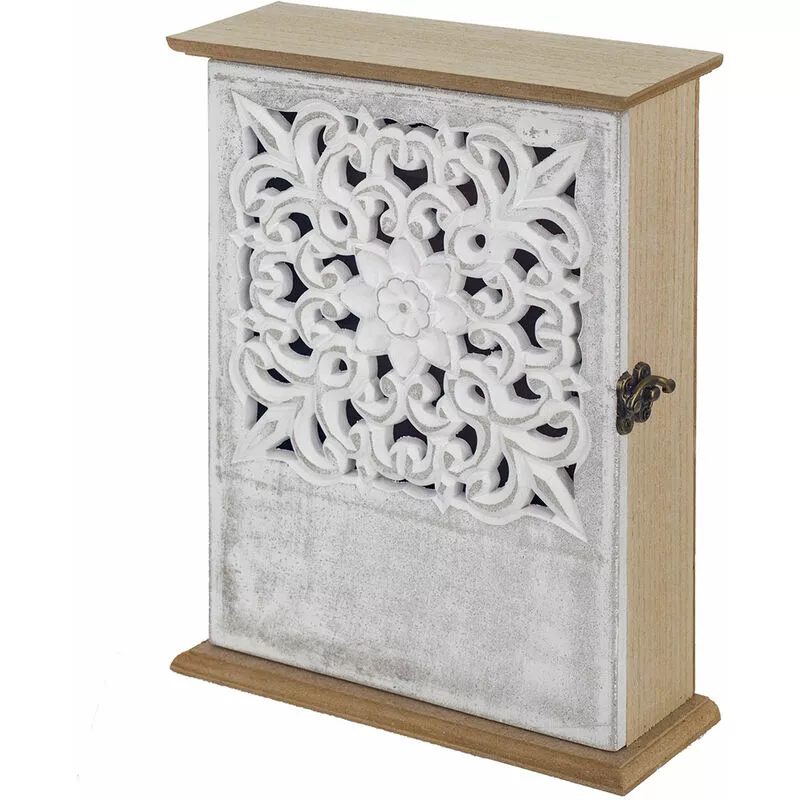 Cuelgallaves Adorno Pared Llavero Pared Con Mosaico Cuelgallaves Blanco 27x7x20cm 26908 - Blanco - Signes Grimalt barato