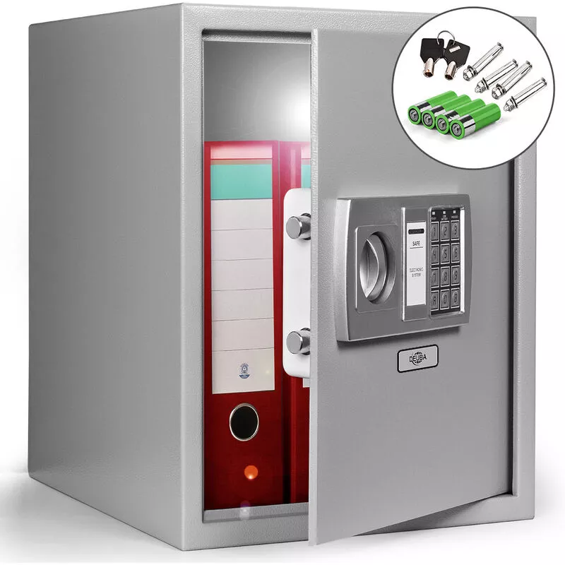 Deuba - Caja fuerte electrónica 35x40x40 cm -4mm de espesor de puerta- Incl. bateria Plata - Plata barato