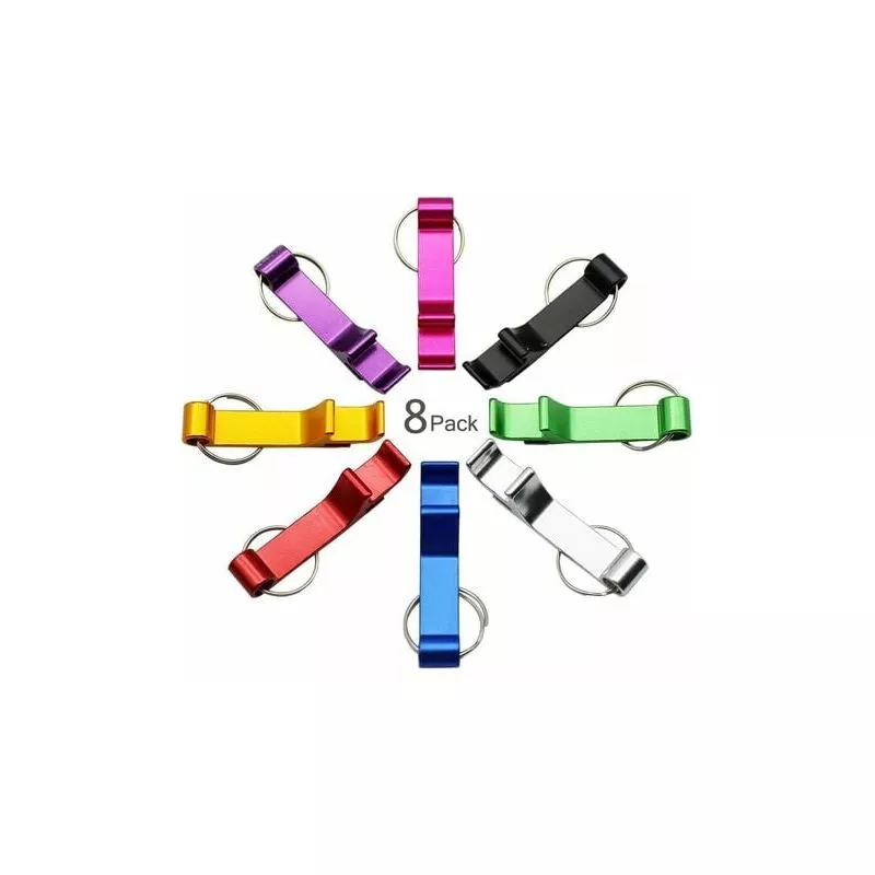Dopa 8 Pack Innovador Multifuncional Práctico Abridor de Cerveza Vasos Novedad Regalo Mini Abrebotellas Multifunción Llavero barato
