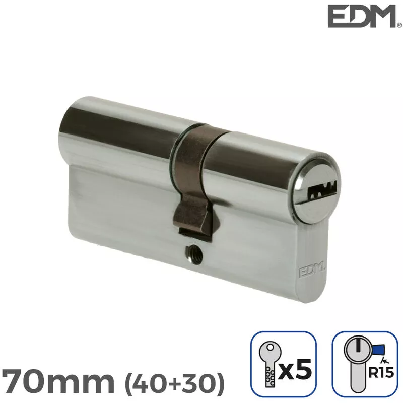 E3/85175 Bombin Niquel 70mm (40+30mm) Leva Larga R15 Con 5 Llaves Seguridad Incluidas Edm barato