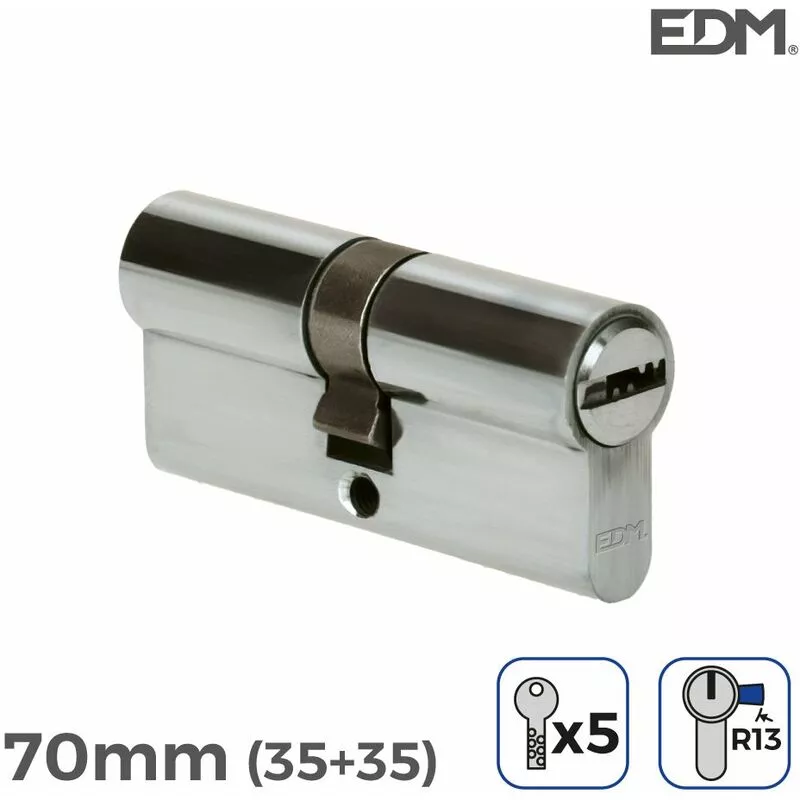 EDM - E3/85182 bombin niquel 70MM (35+35MM) leva corta R13 con 5 llaves seguridad incluidas barato