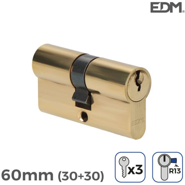 Edm - E3/85183 Bombin Laton 60Mm (30+30Mm) Leva Corta R13 Con 3 Llaves Incluidas Barato