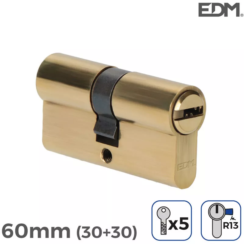 EDM - E3/85186 bombin laton 60MM (30+30MM) leva corta R13 con 5 llaves seguridad incluidas barato