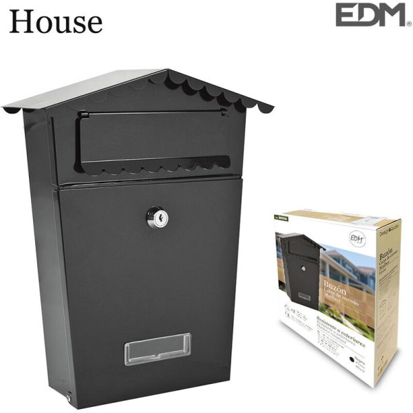 Edm - E3/85805 Buzon De Acero Modelo House Negro Barato