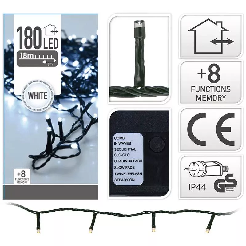 EDM - Guirnalda 180 Led blanco frío multifunción barato