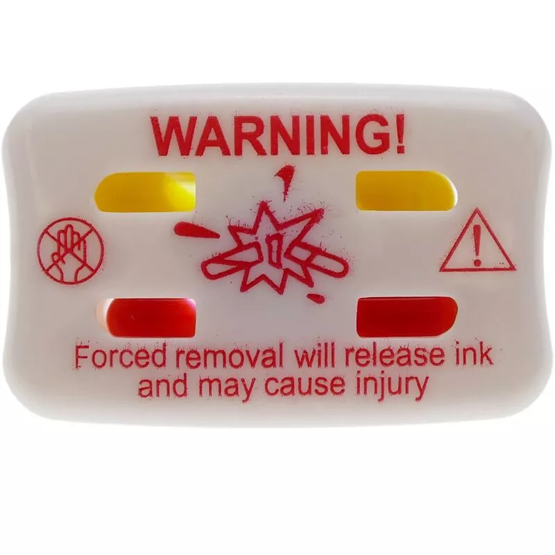 Etiqueta de seguridad antihurto blanca con depósito de tinta 45x28mm 25-pack - Prixprime barato