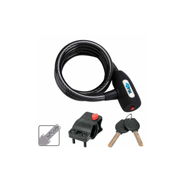 FSKCAN003 Cable antirrobo de acero cubierto de pvc tipo piton con cerradura de llave para bicicletas y motocicletas extraresistente al corte y la barato