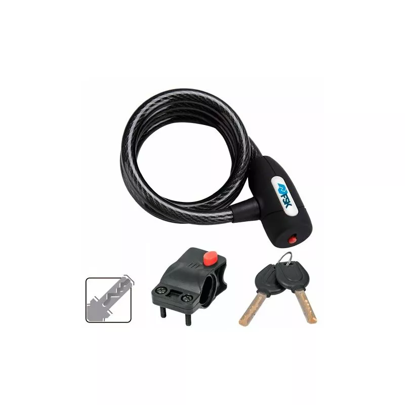 FSKCAN004 Cable antirrobo de acero cubierto de pvc tipo piton con cerradura de llave para bicicletas y motocicletas extraresistente al corte y la barato