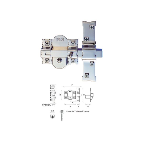 Fac - Cerrojo 01194 201-R/80 A.C.50mmNiquelado barato
