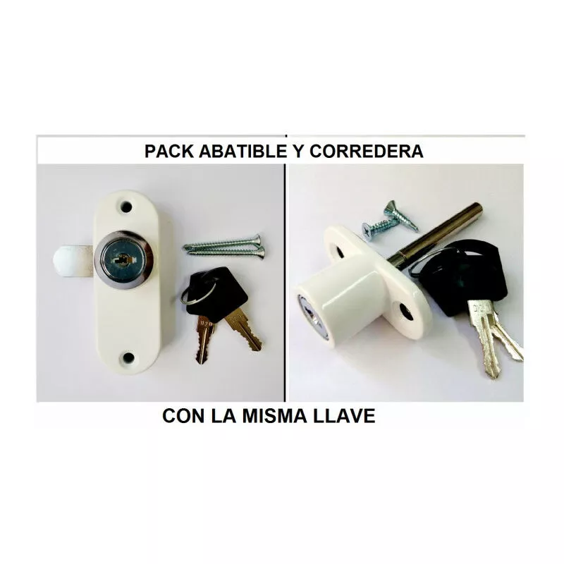 Ferpasa - Pack Cerradura Abatible y Corredera Misma llave blanco barato