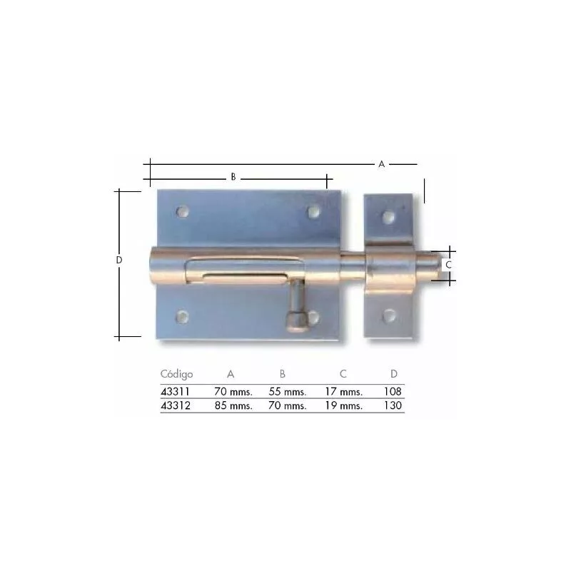 Flores Cortã ‰ S - Flores Cortés - Cerrojo inoxidable 85 mms barato