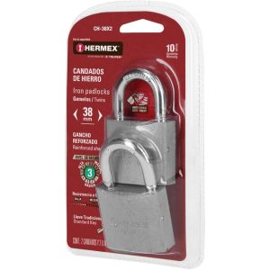 Hermex - Candados de hierro con gancho corto - 38 mm - 2 piezas barato