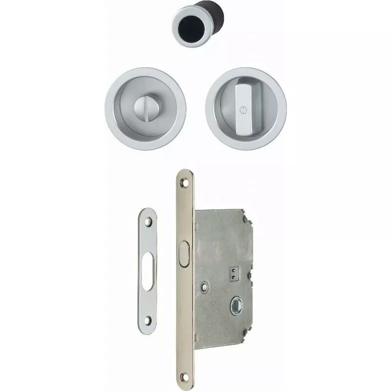 Hoppe - Juego completo para 1 puerta corredera 4920 wc redondo aluminio cromo satinado F94-1 - 3948032 barato