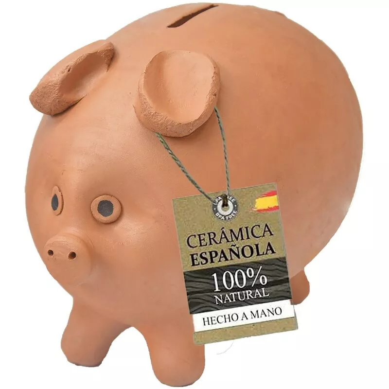 Hucha cerdito de barro cocido