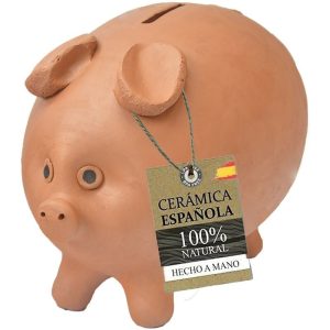 Hucha cerdito de barro cocido
