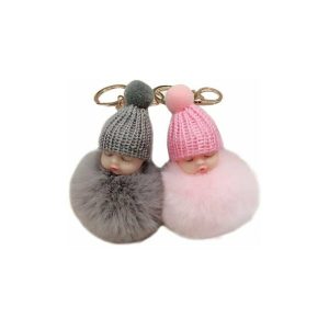 Ibjysb Llaveros Lindos Bebés Dormidos Pelota de Pelo Esponjoso Llaveros de Felpa Bolso de Mujer Muñeca Dormida Llavero Mini Llavero Muñeca de Coche barato