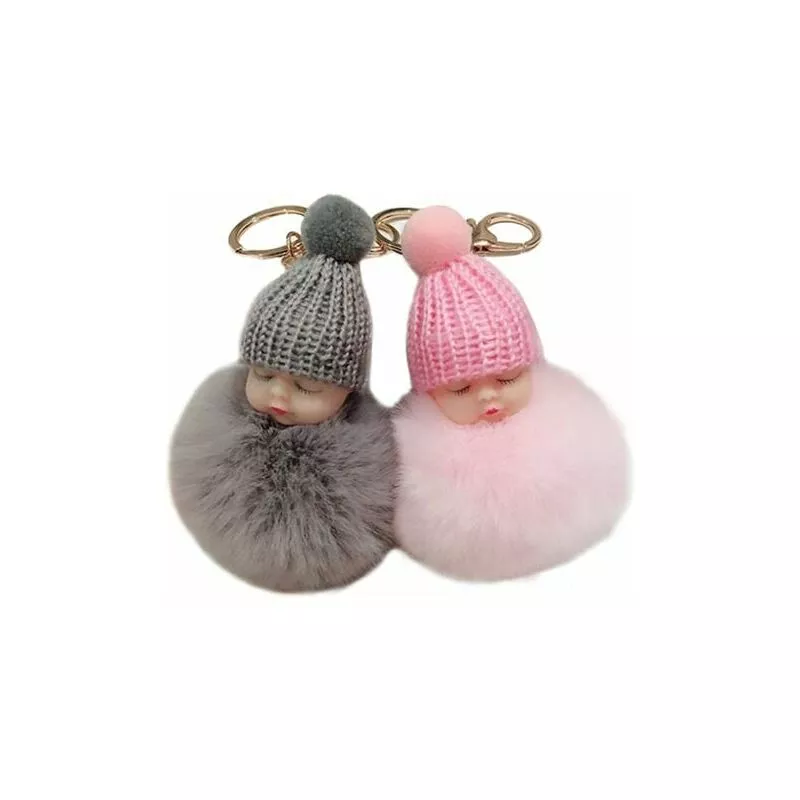 Ibjysb Llaveros Lindos Bebés Dormidos Pelota de Pelo Esponjoso Llaveros de Felpa Bolso de Mujer Muñeca Dormida Llavero Mini Llavero Muñeca de Coche barato