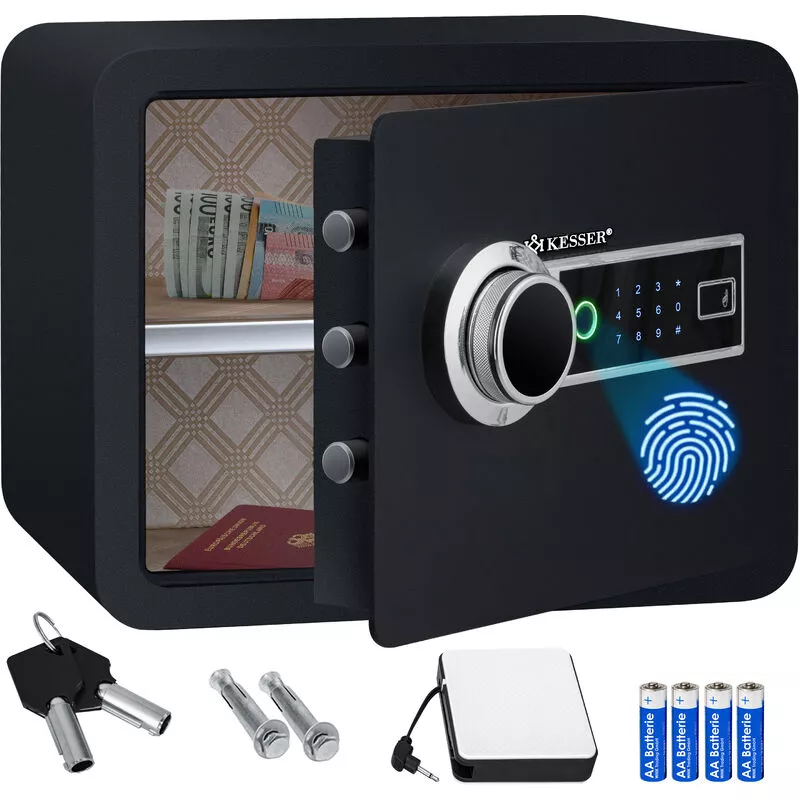 Kesser - Electr. Caja fuerte con huella dactilar Incluye Caja de la batería Caja fuerte electrónica 3 cerraduras de doble perno Caja fuerte de pared barato