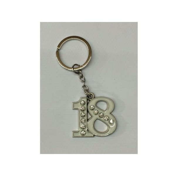 Keychain 18 años de cumpleaños Gadget Gadget Fiest Gift Decimocuana - Bianco barato