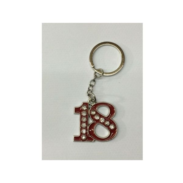 Keychain 18 años de cumpleaños Gadget Gadget Fiest Gift Decimocuana - Rosso barato