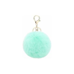 Kieha - Llavero con colgante de bola de piel sintética (verde)
