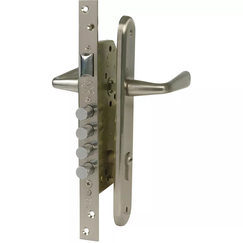 Kit cerradura madera + manilla Cromado mate Amig modelo 1 2 barato