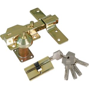 Kit cerrojo + cilindro Acero Oro Amig modelo 1 barato